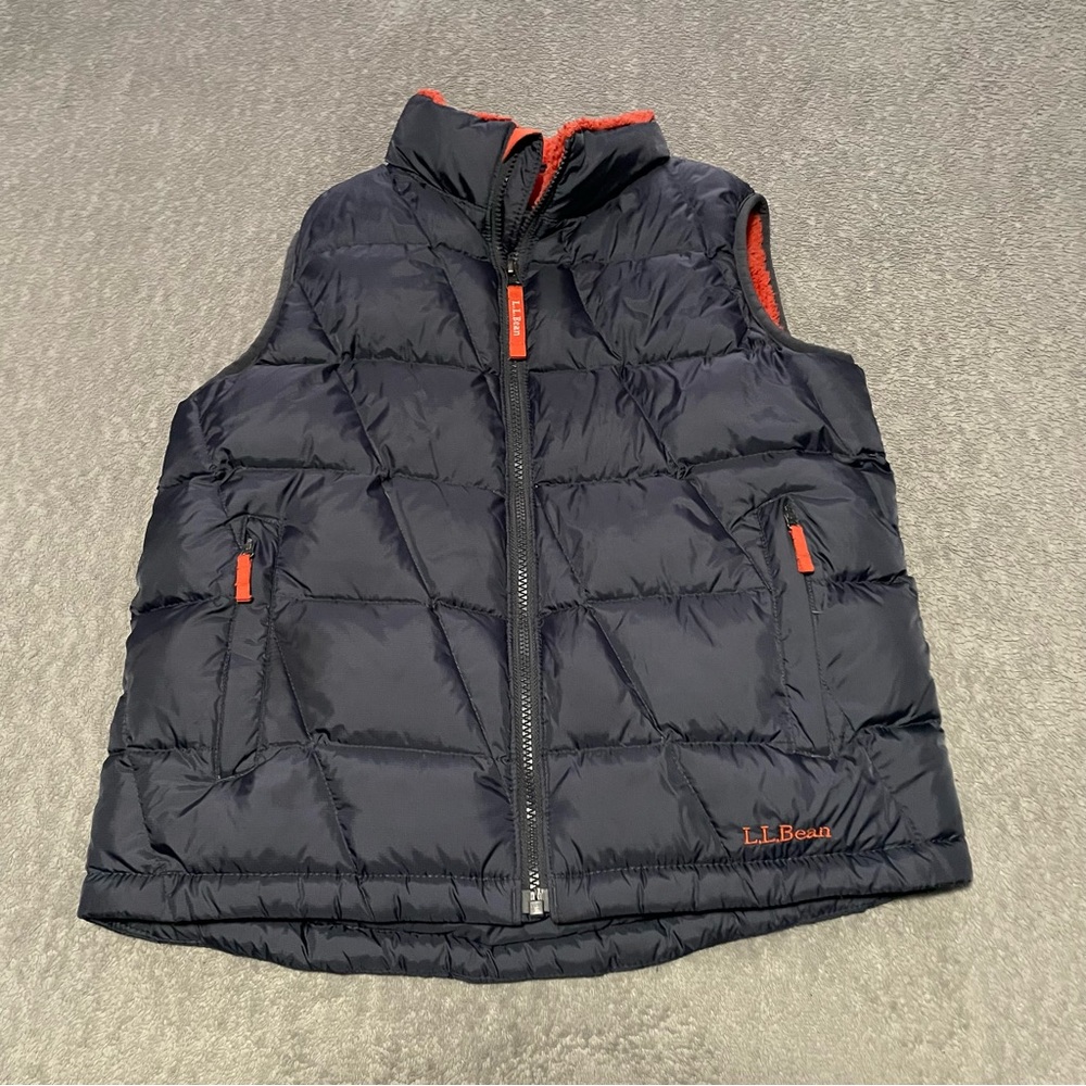 LL Bean downtek vest size 10 to 12 blue and orange